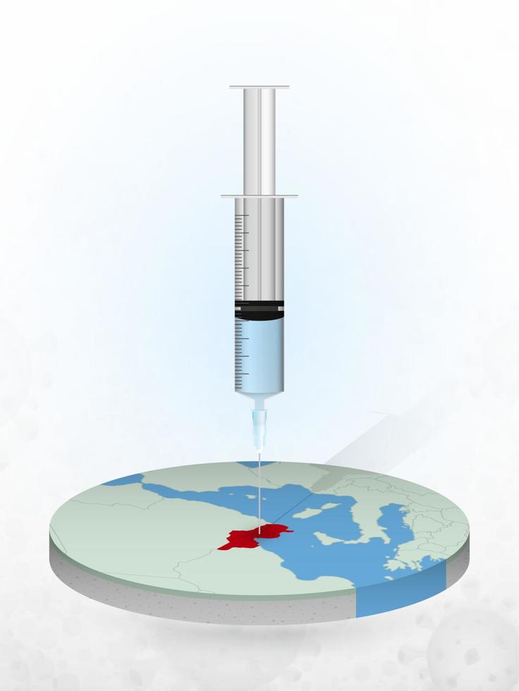 vaccinazione della tunisia, iniezione di una siringa in una mappa della tunisia. vettore