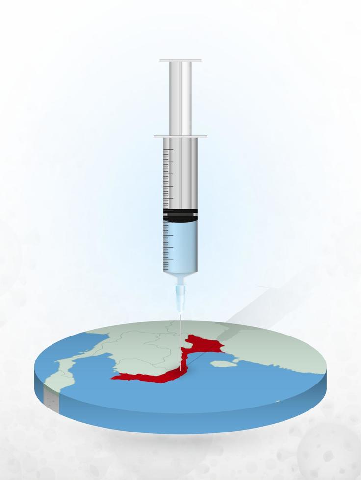 vaccinazione del vietnam, iniezione di una siringa in una mappa del vietnam. vettore