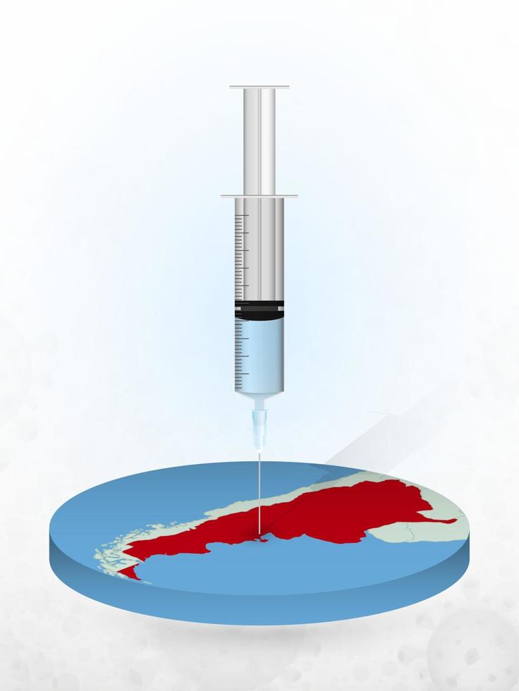 vaccinazione dell'argentina, iniezione di una siringa in una mappa dell'argentina. vettore