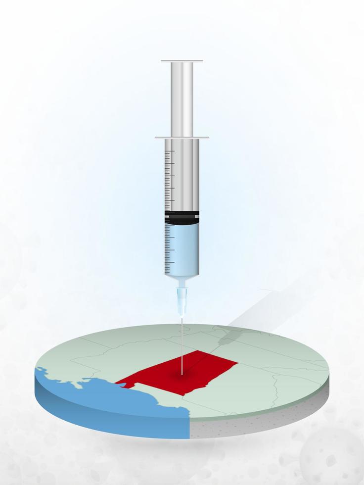 vaccinazione dell'alabama, iniezione di una siringa in una mappa dell'alabama. vettore