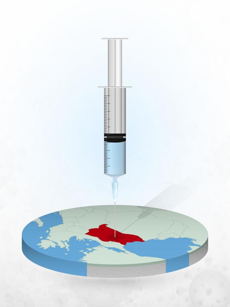 vaccinazione della Bulgaria, iniezione di una siringa in una mappa della Bulgaria. vettore