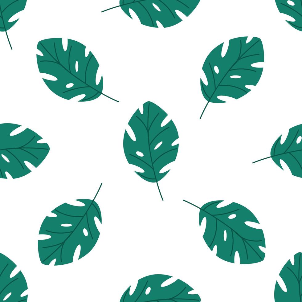 modello senza cuciture di foglie tropicali verdi. elementi vettoriali su uno sfondo bianco in uno stile piatto.