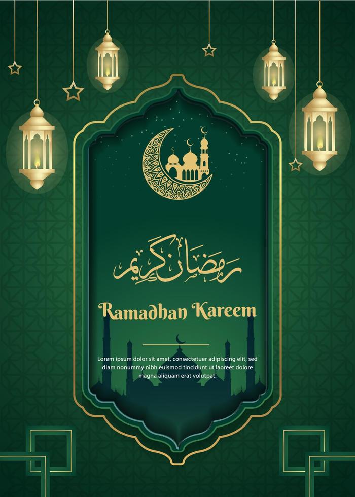 modello di poster di biglietto di auguri ramadan kareem vettore