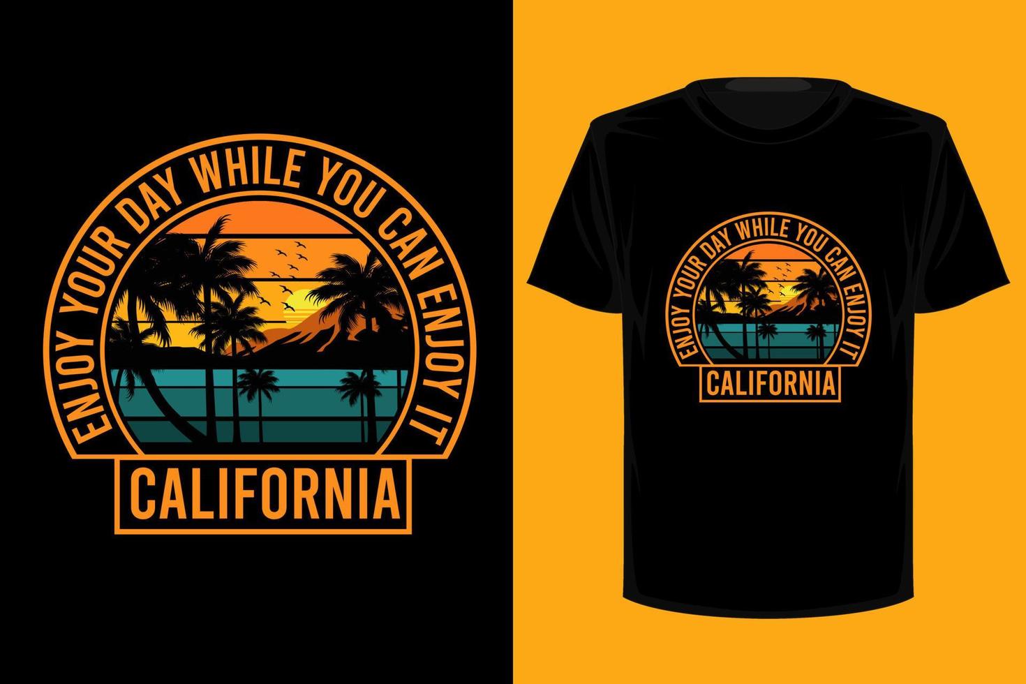 design t-shirt vintage retrò california vettore