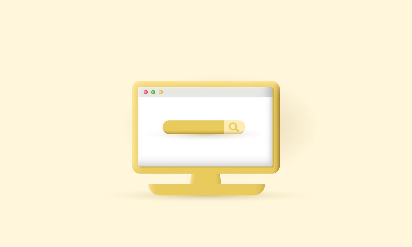 Design minimale del concetto di ricerca online del browser 3d vettore