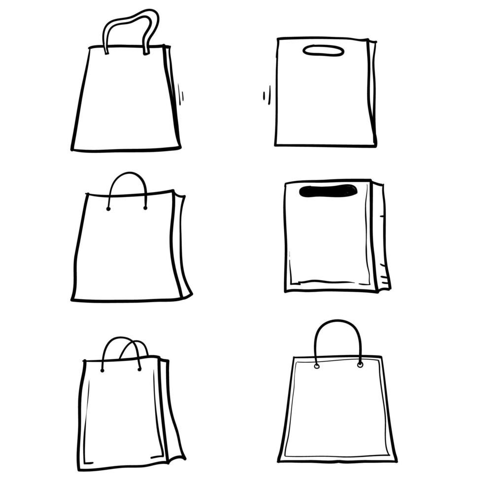 doodle icona del sacchetto della spesa disegnato a mano in stile cartone animato vettore