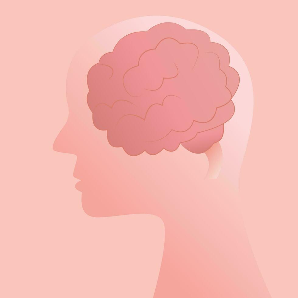 profilo laterale della silhouette e del cervello vettore