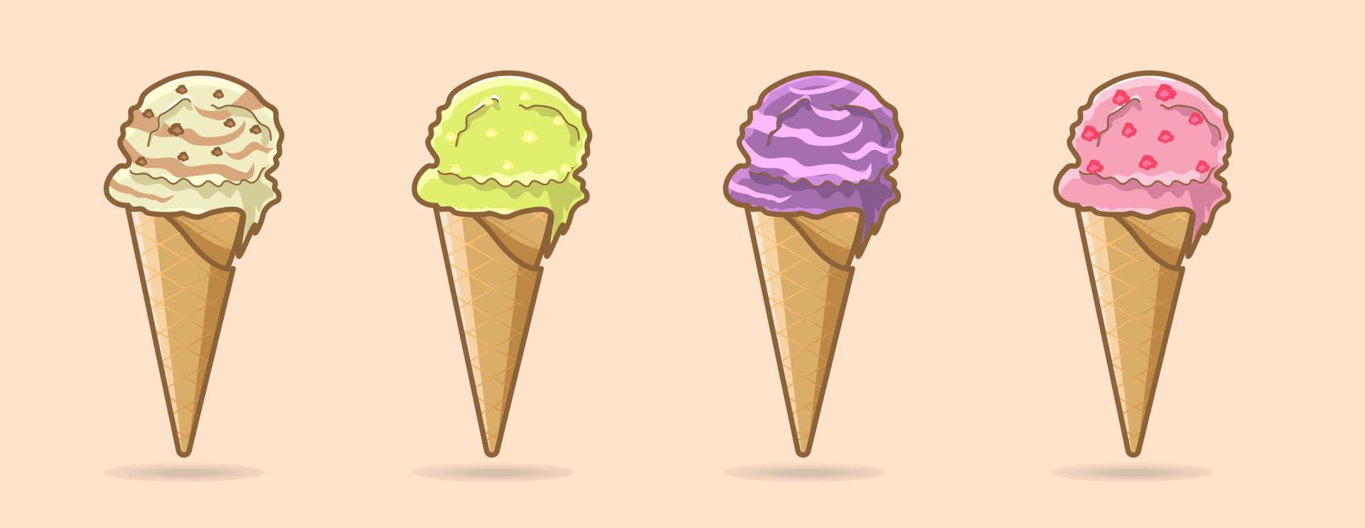 set di gelato illustrazione vettoriale colorato