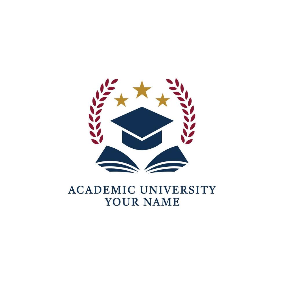 università, logo del college. libro aperto, simbolo di conoscenza e di educazione. modello di logotipo di università, biblioteca e scuola. illustrazione vettoriale