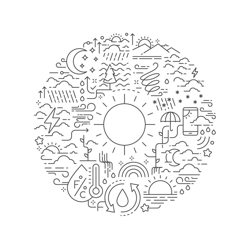 elemento di design rotondo con icone meteo vettore