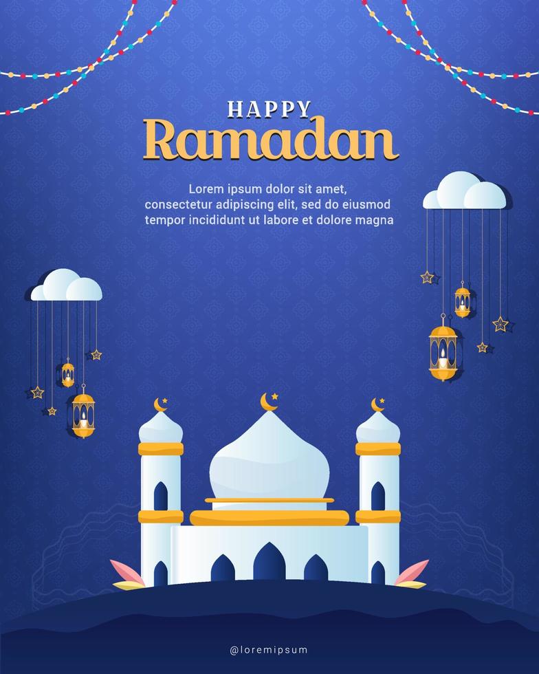 felice Ramadan. modello di design islamico per celebrare il mese del ramadan vettore