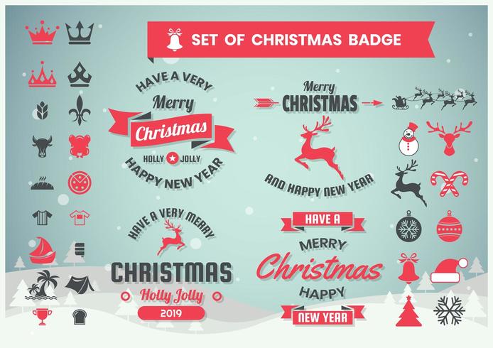 Set di badge di Natale retrò vettore