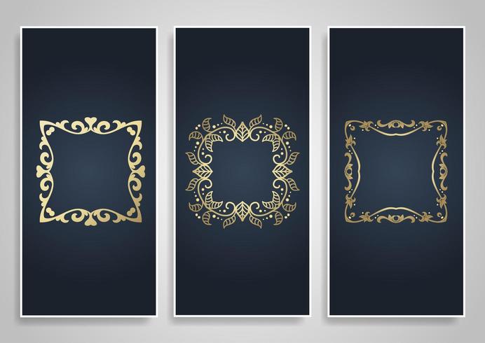 Collezione di banner decorativi con eleganti cornici dorate vettore