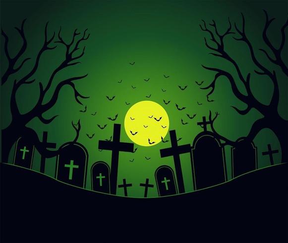 Giorno di Halloween con area del cimitero spettrale vettore