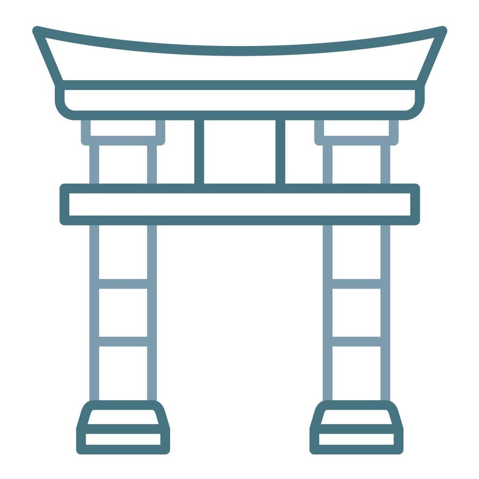 icona a due colori della linea del cancello di torii vettore