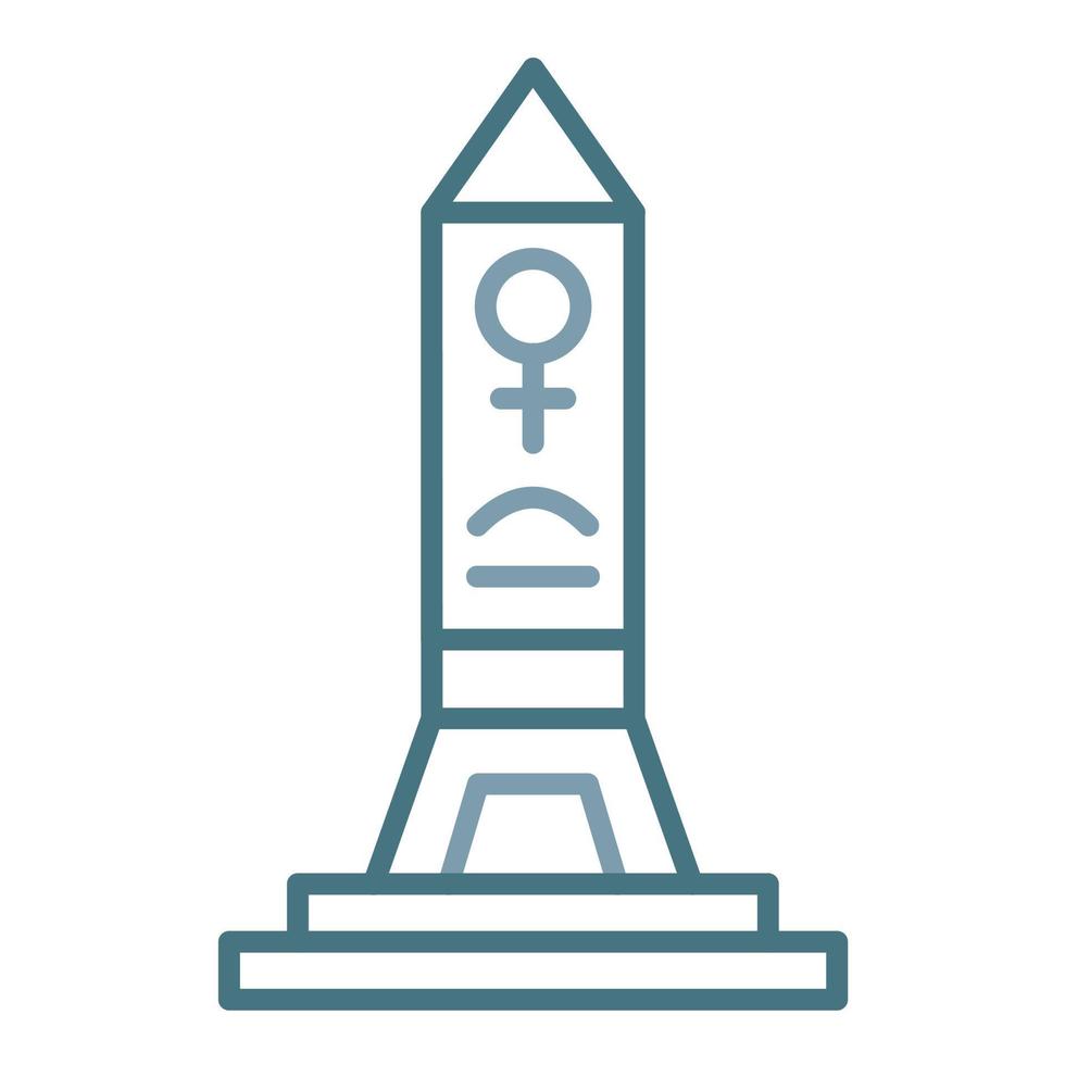 icona a due colori della linea dell'obelisco vettore