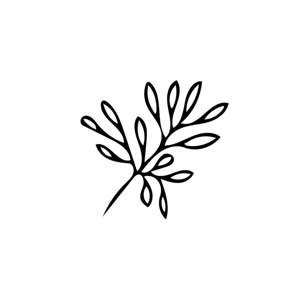 foglia in stile disegnato a mano. stile scandinavo semplice doodle. estate, autunno, natura, pianta. elemento decorativo, carta icona vettore