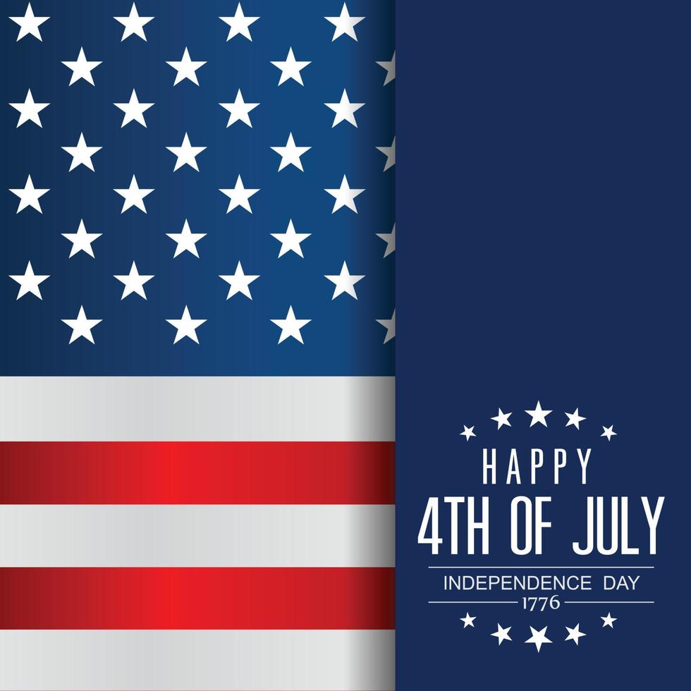4 luglio illustrazione vettoriale banner. giorno dell'indipendenza, bandiera americana con il 4 luglio. illustrazione vettoriale eps 10.