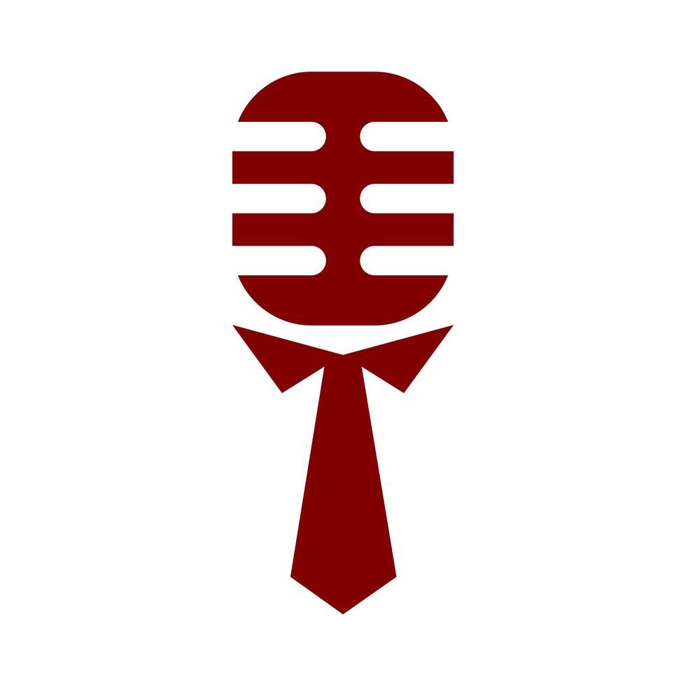 logo del microfono che indossa la cravatta. adatto per i media legati al business. vettore