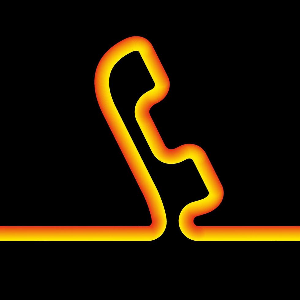 telefono forma linea continua. Icona al neon di vettore 3d. stile neon minimale dei cartoni animati. tubo lineare semplice unico.