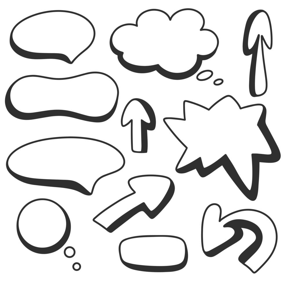 impostare bolle comiche per lo stile di doodle di testo vettore