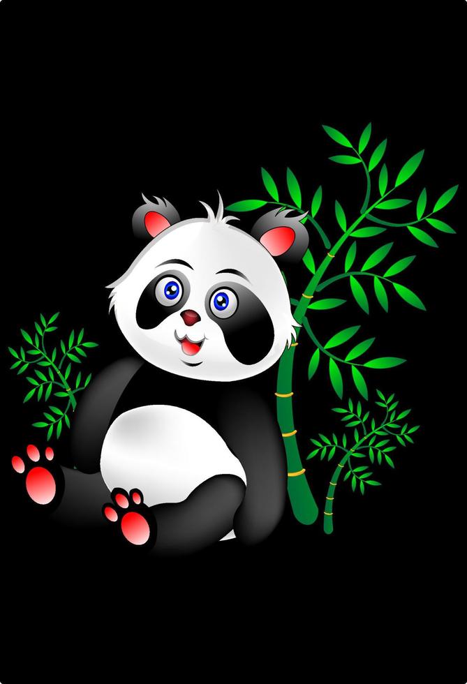 panda del fumetto che si rilassa sul bambù vettore