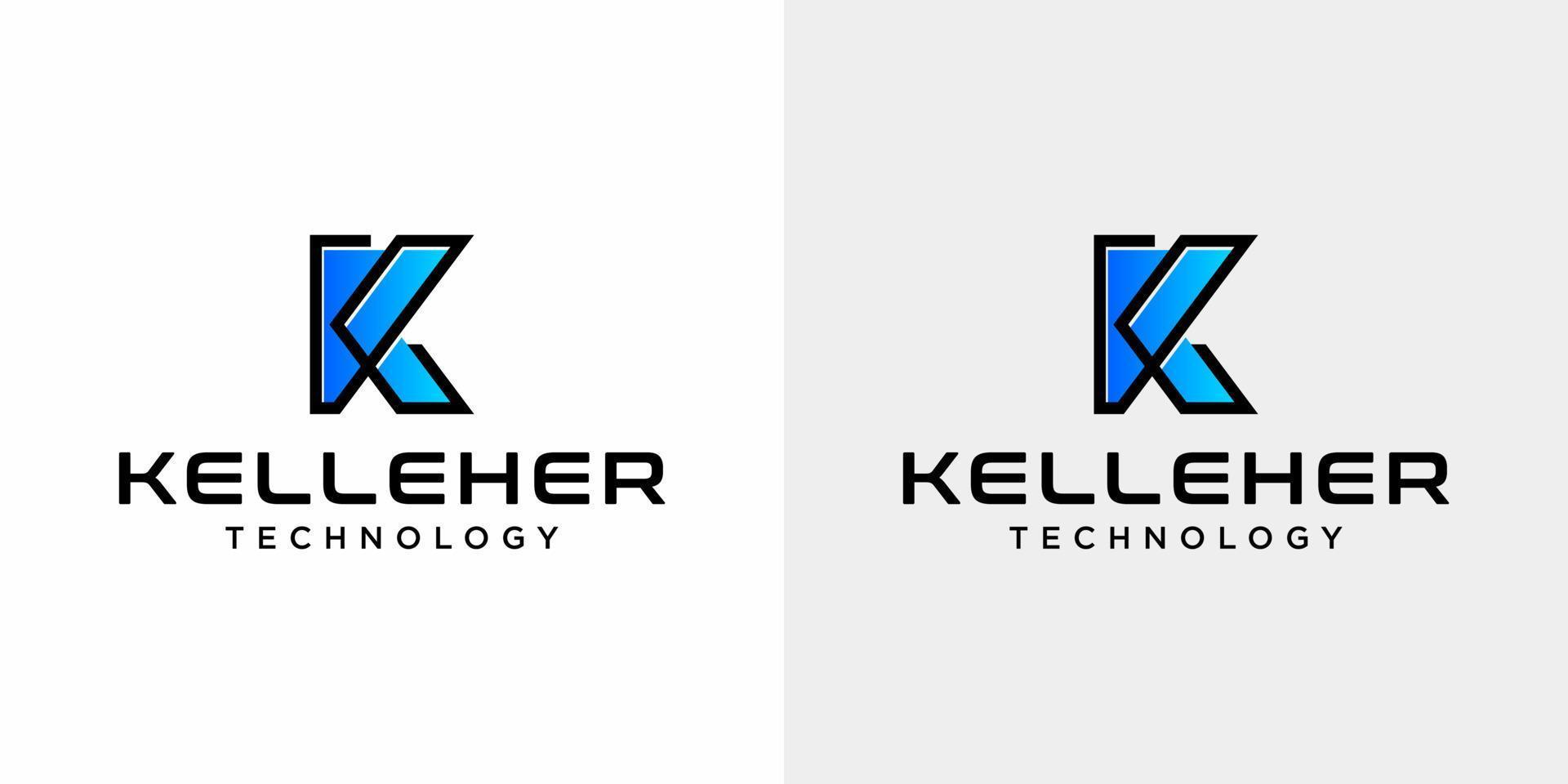 design del logo della tecnologia del monogramma della lettera k. vettore