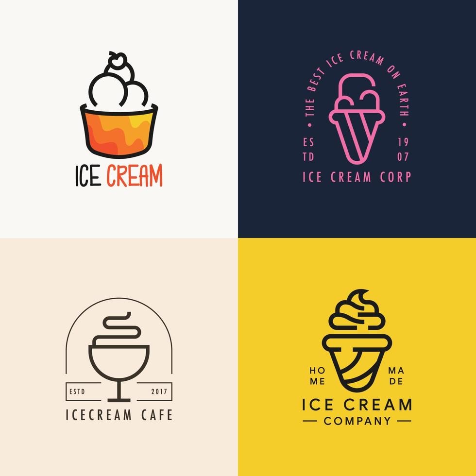 raccolta del concetto di logo del gelato vettore