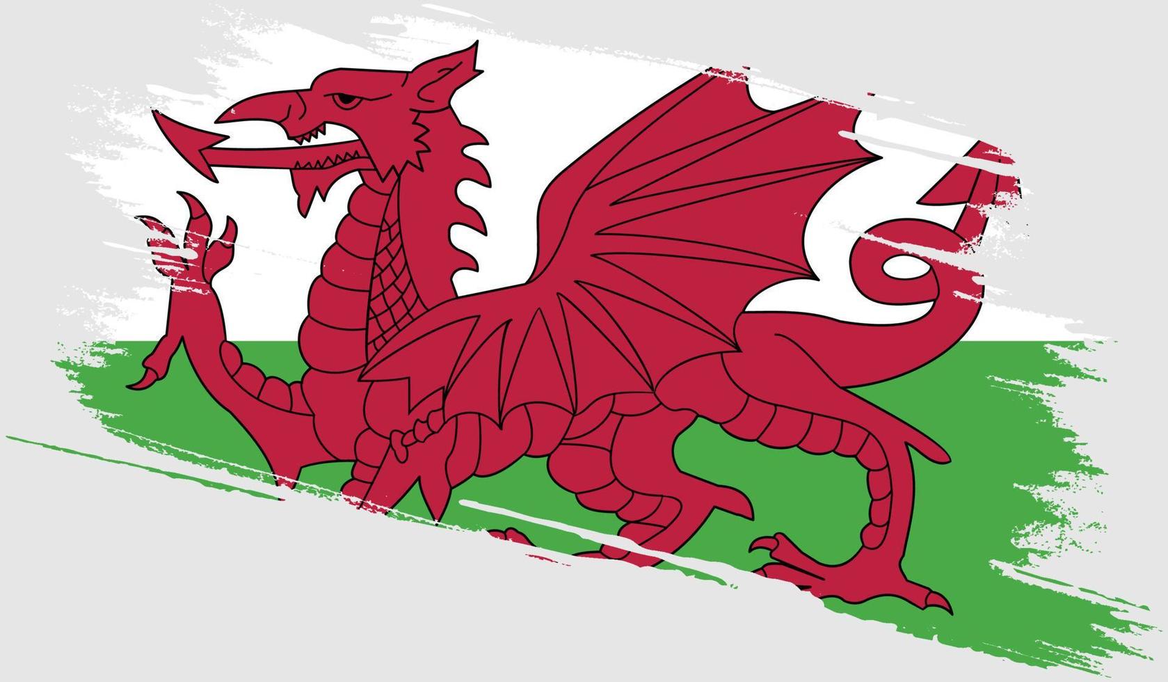 bandiera del Galles con texture grunge vettore