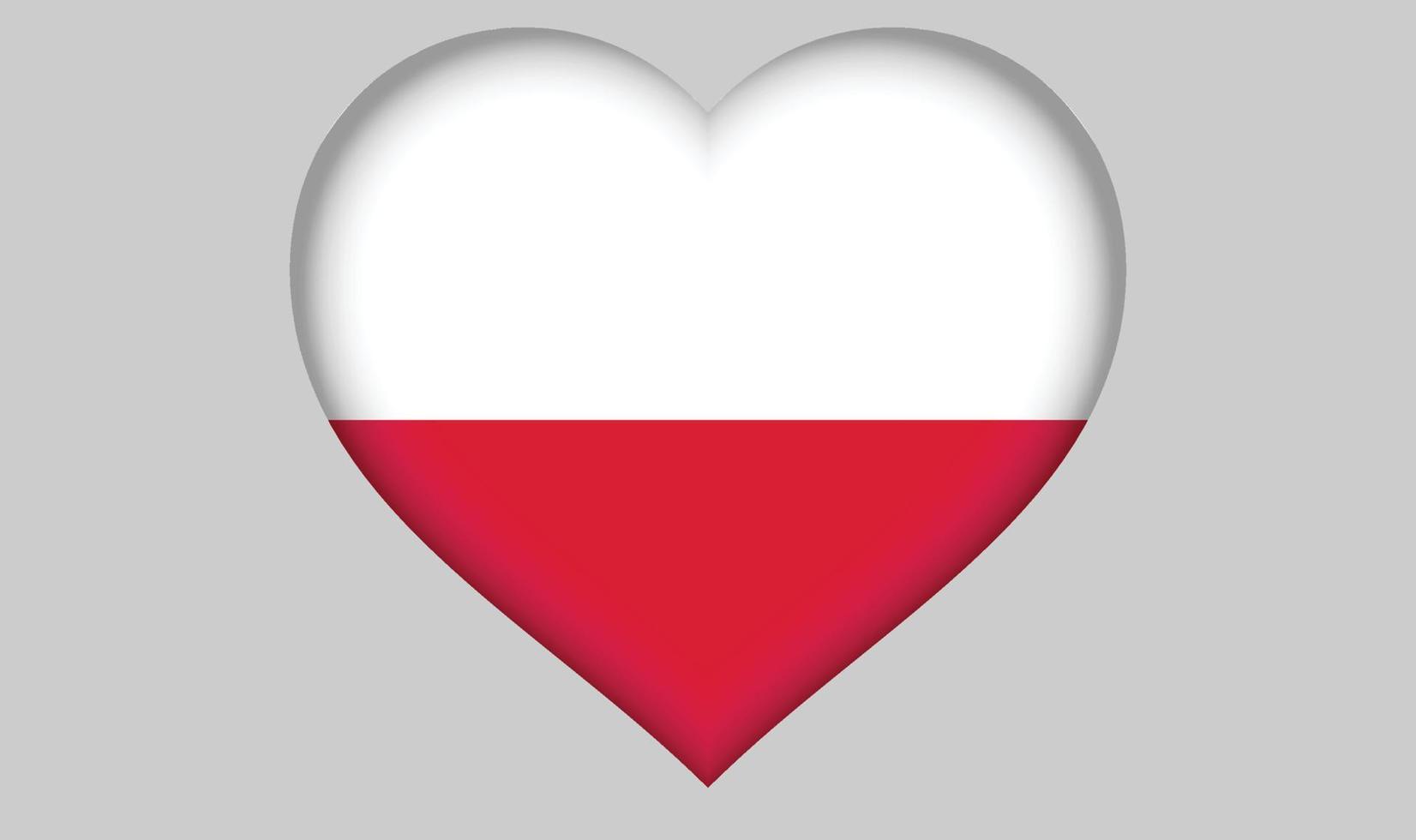 cuore della bandiera della Polonia vettore