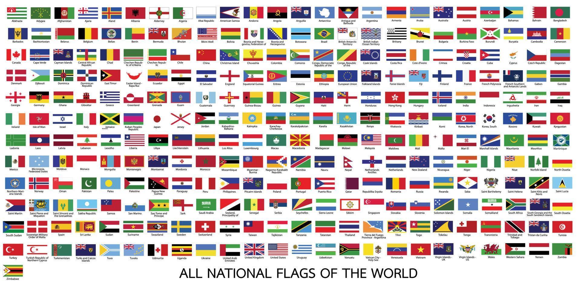 tutte le bandiere nazionali del mondo vettore
