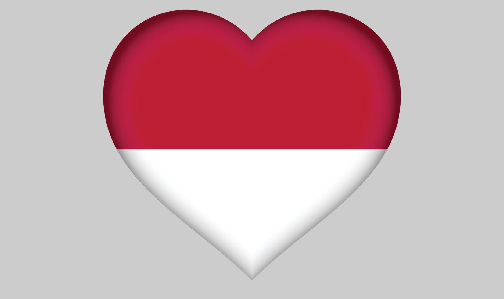 cuore della bandiera dell'indonesia vettore
