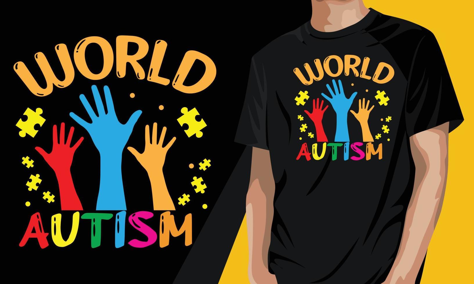 t-shirt puzzle colorato giornata mondiale di sensibilizzazione sull'autismo vettore