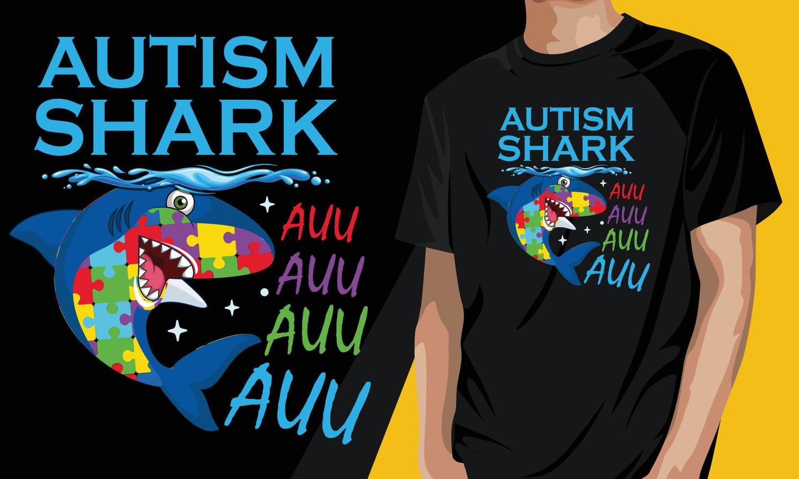 modello di t-shirt con squalo autistico divertente vettore