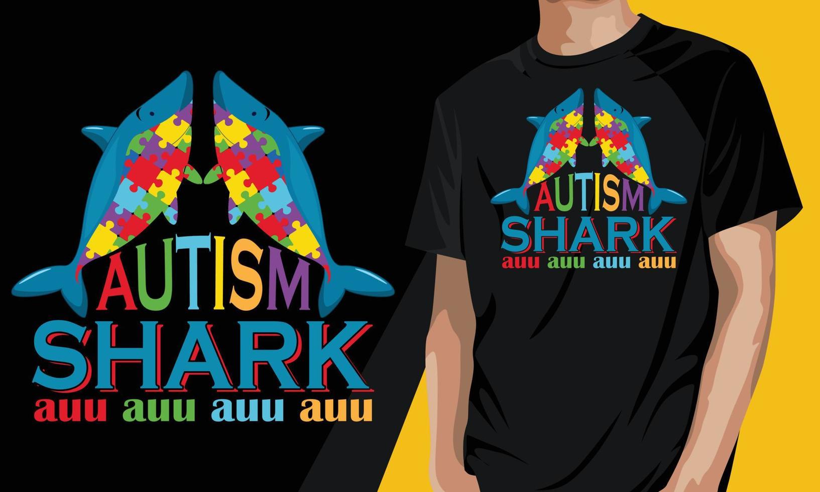 modello di t-shirt con squalo autistico divertente vettore