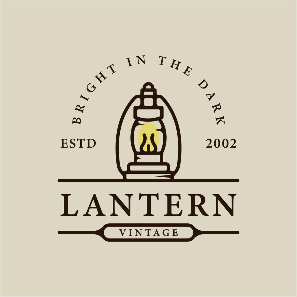 logo lanterna linea vintage illustrazione vettoriale modello icona graphic design. segno o simbolo del lampione tradizionale per camper con stile tipografico retrò distintivo