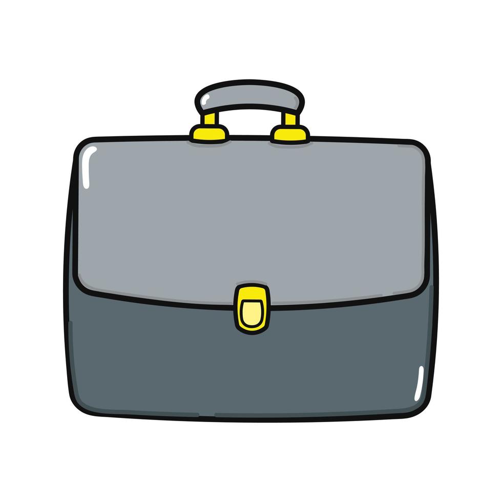simpatico personaggio di borsa da lavoro divertente. icona dell'illustrazione del carattere kawaii del fumetto disegnato a mano di vettore. isolato su sfondo bianco. concetto di carattere della borsa da lavoro vettore