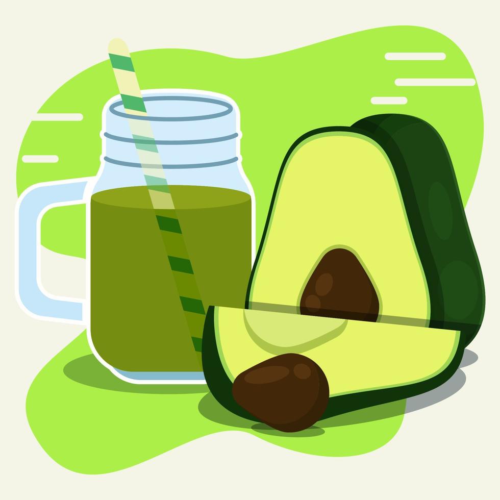 vaso di illustrazione vettoriale di succo di avocado