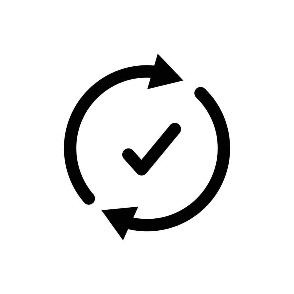 icona del cerchio e della freccia con il segno di spunta. stile icona linea. adatto per fatto icona, completato. design semplice modificabile. vettore del modello di progettazione