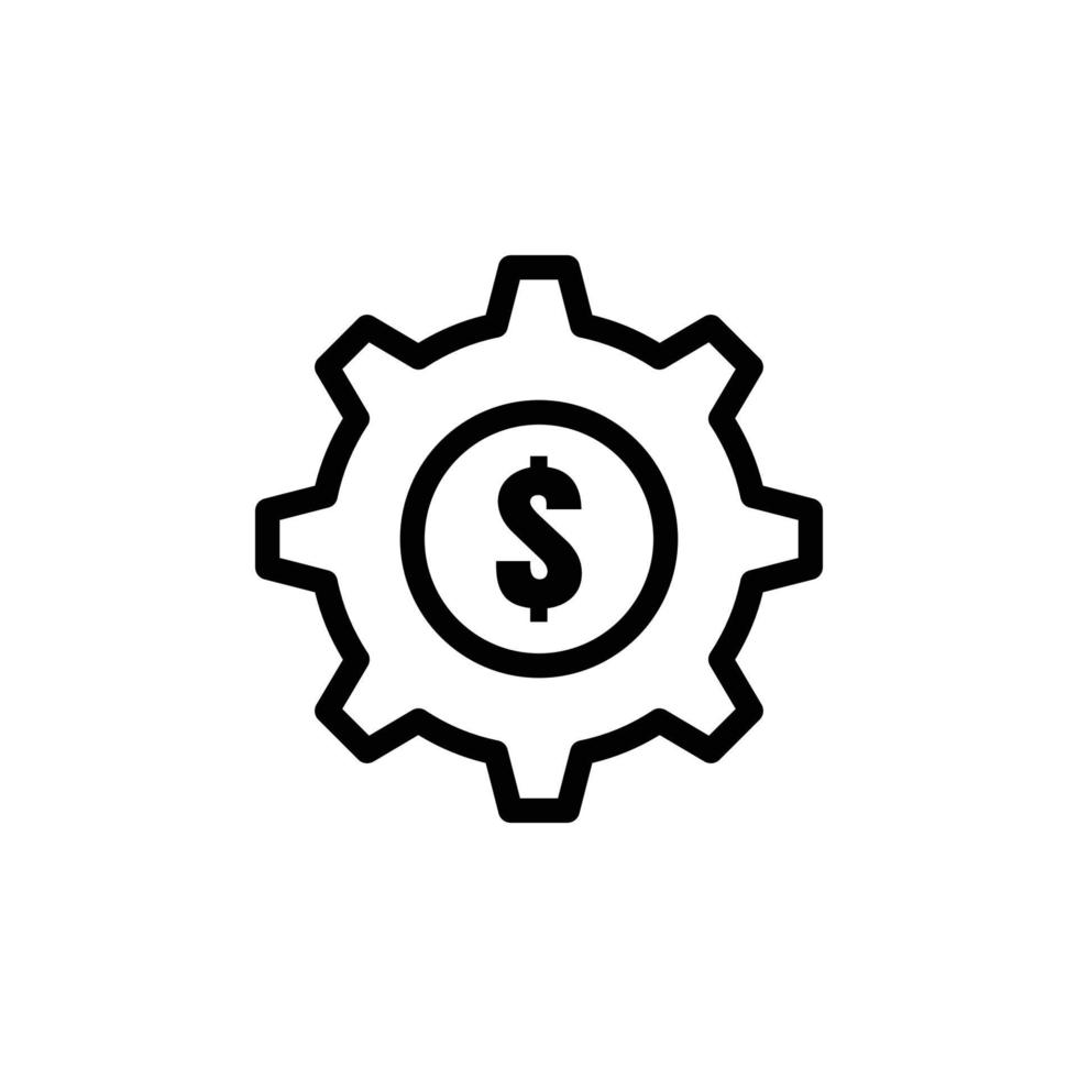 icona della ruota dentata con dollaro. stile icona linea. adatto a simbolo di denaro, affari, impostazione. design semplice modificabile. vettore del modello di progettazione