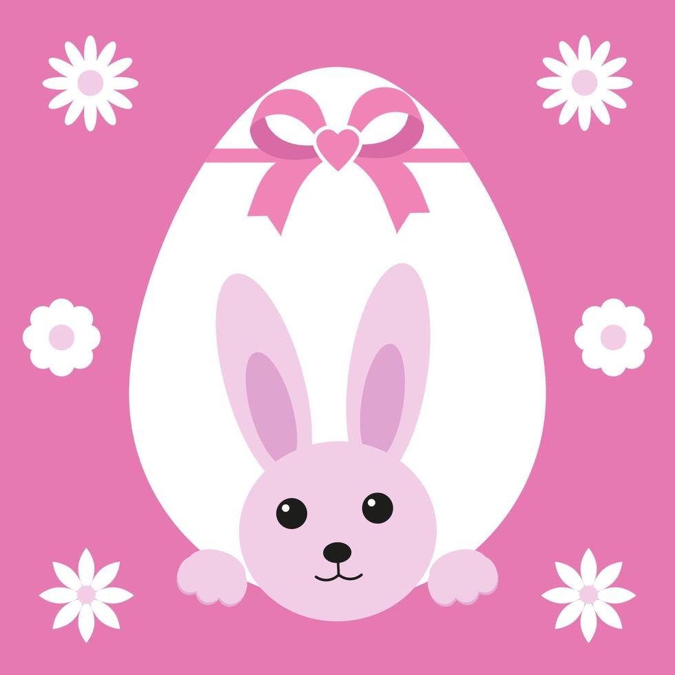 illustrazione dell'uovo di Pasqua con coniglietto e fiocco vettore