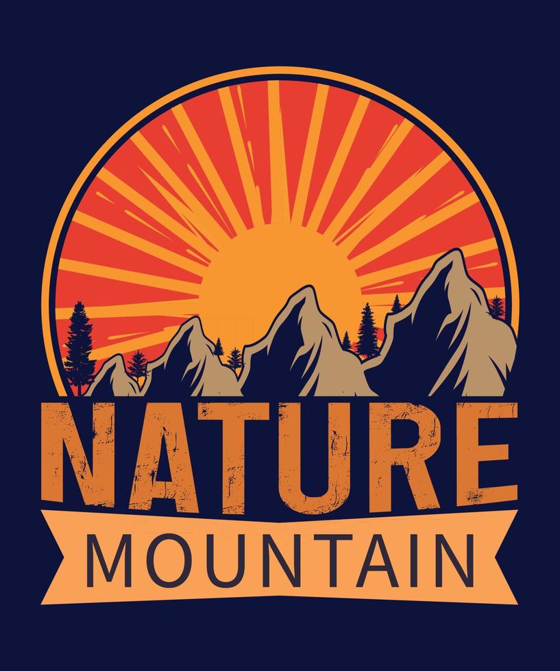 design t-shirt vintage natura montagna vettore