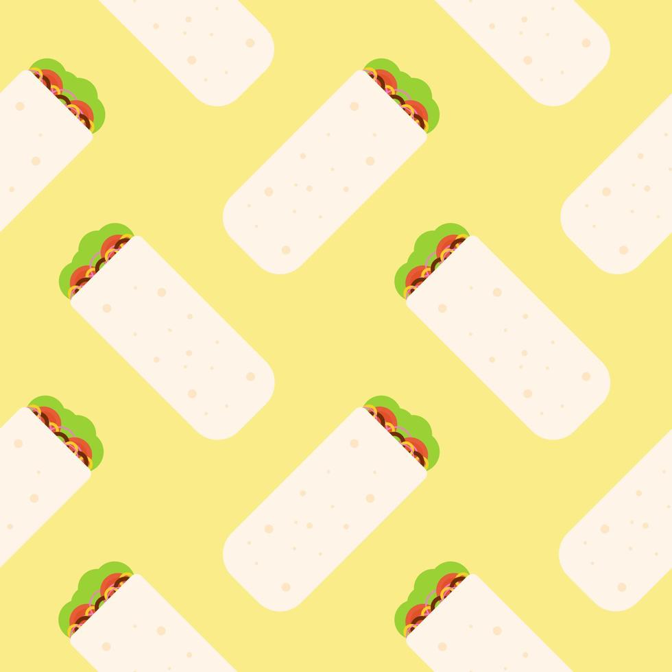 illustrazione vettoriale di design piatto con motivo senza cuciture burrito