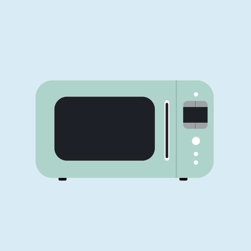 stoviglie forno a microonde piatto icona. illustrazione piatta del moderno vettore a microonde. elettrodomestico per riscaldare e scongelare cibi, per cucinare, con timer e pulsanti