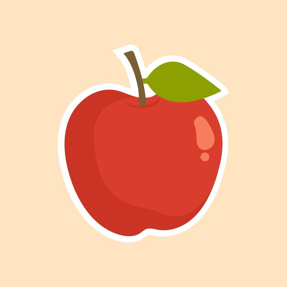 icona piana della mela di vettore - simbolo del segno di frutta fresca sana. segno dell'illustrazione della dieta organica