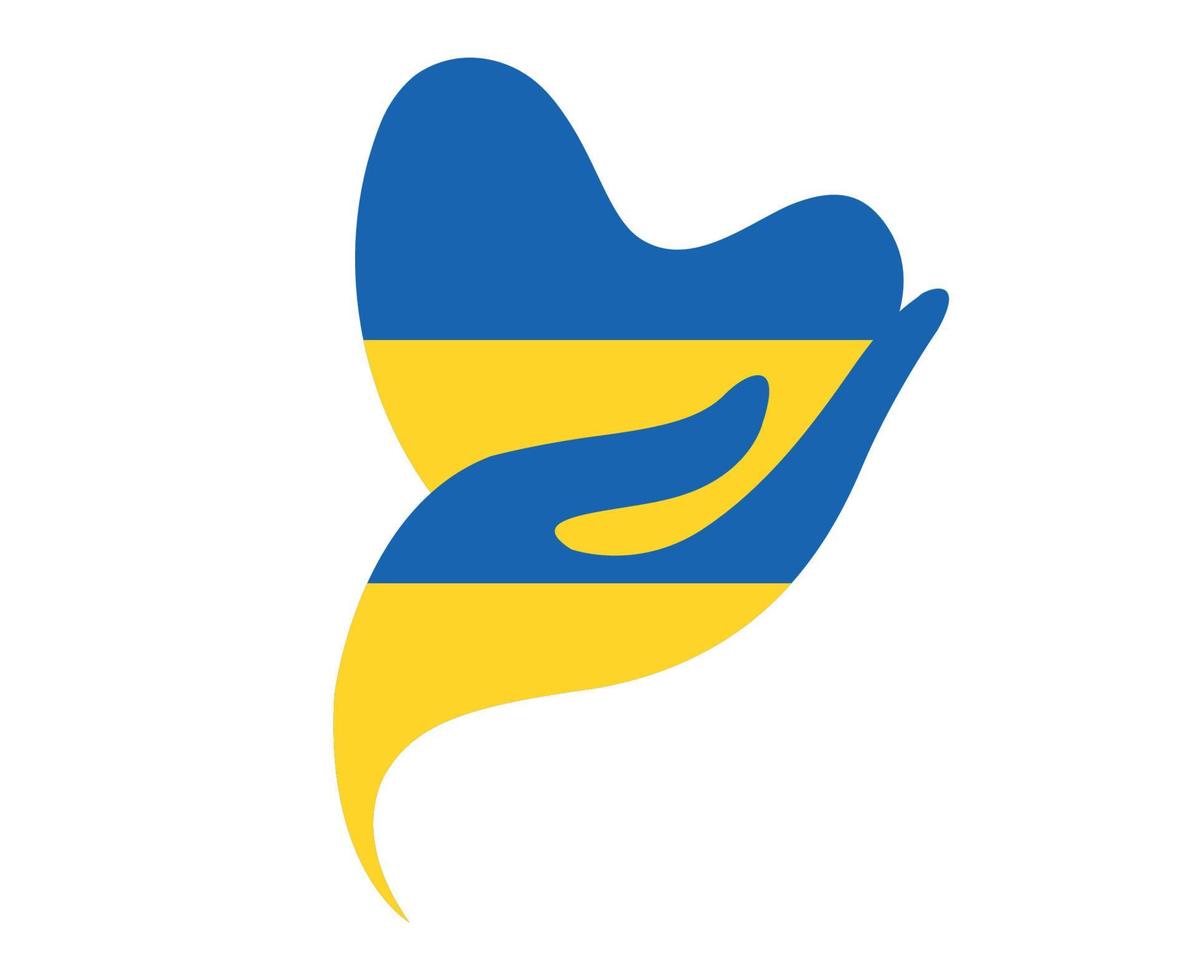 Ucraina nazionale europa bandiera cuore e mano emblema simbolo astratto disegno vettoriale