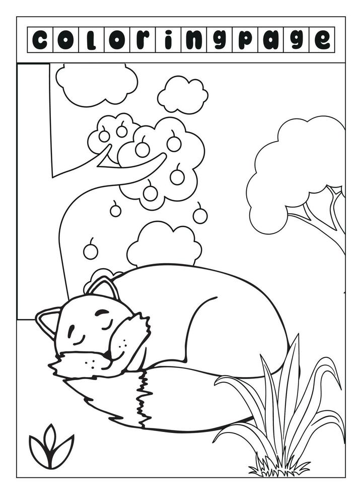 pagina del libro da colorare volpe vettore