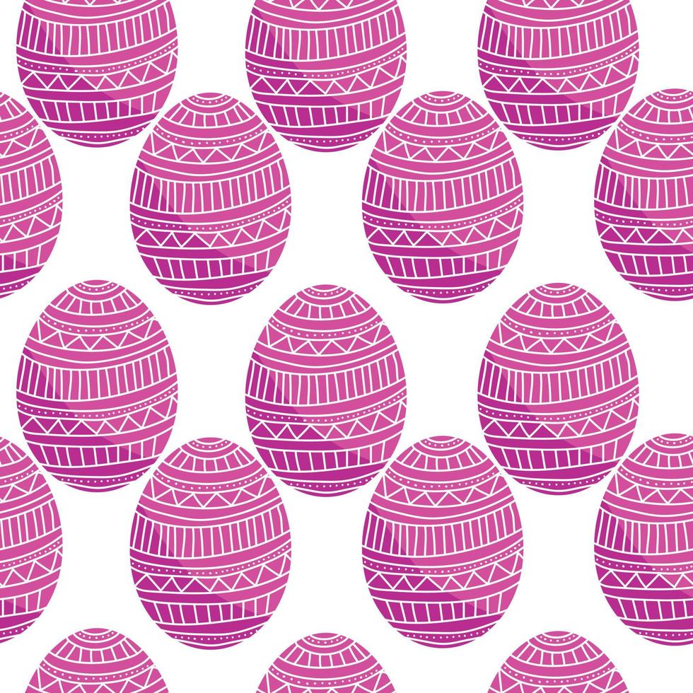 uova di pasqua in colore rosa motivo senza cuciture, uova di vacanza modellate su sfondo bianco vettore