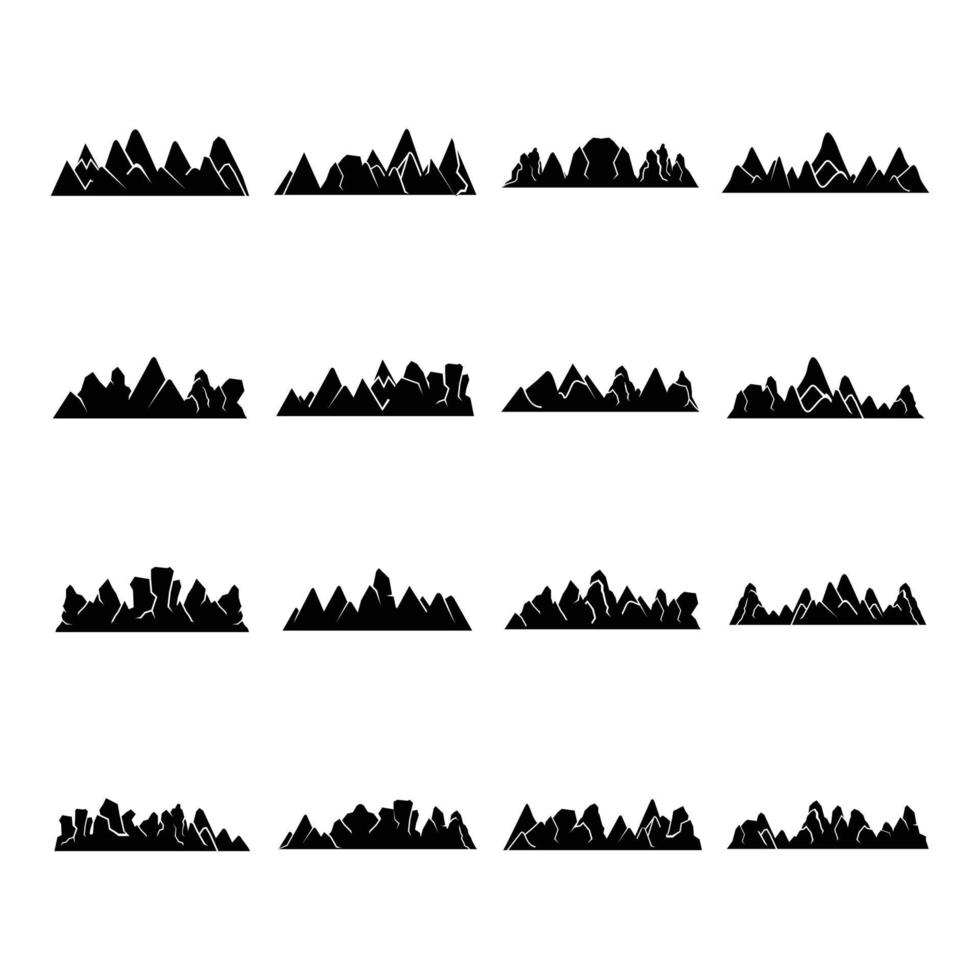 illustrazione nera della siluetta della montagna e della collina vettore