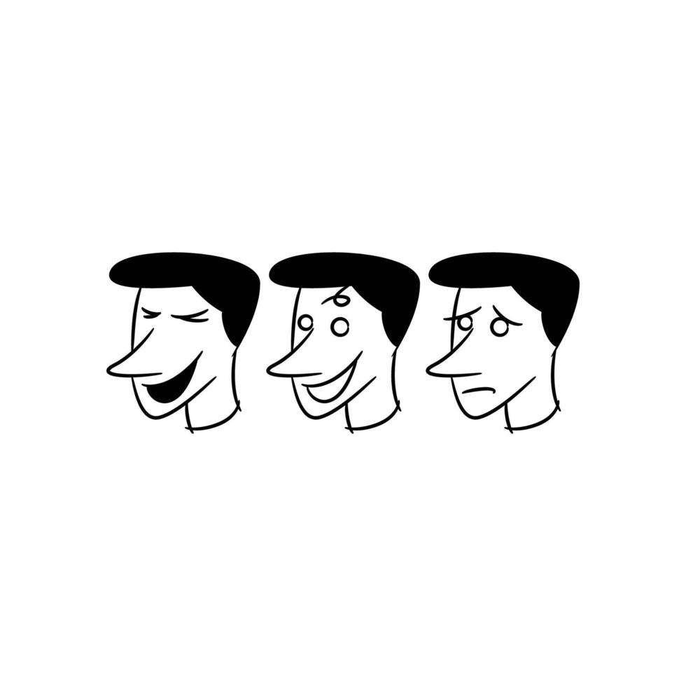 avatar di volti umani disegnati a mano vettore